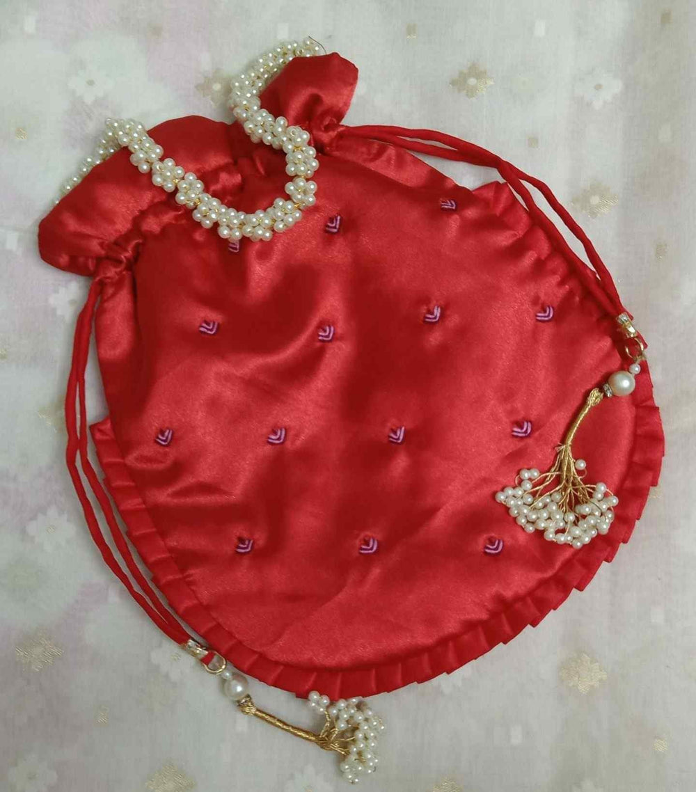 Buy Red Colour Shreenathji Potli Bag | Godhuli