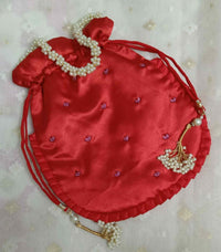 Buy Red Colour Shreenathji Potli Bag | Godhuli