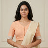 Candy Peach Cut Work Embroidered Readymade Blouse | Godhuli