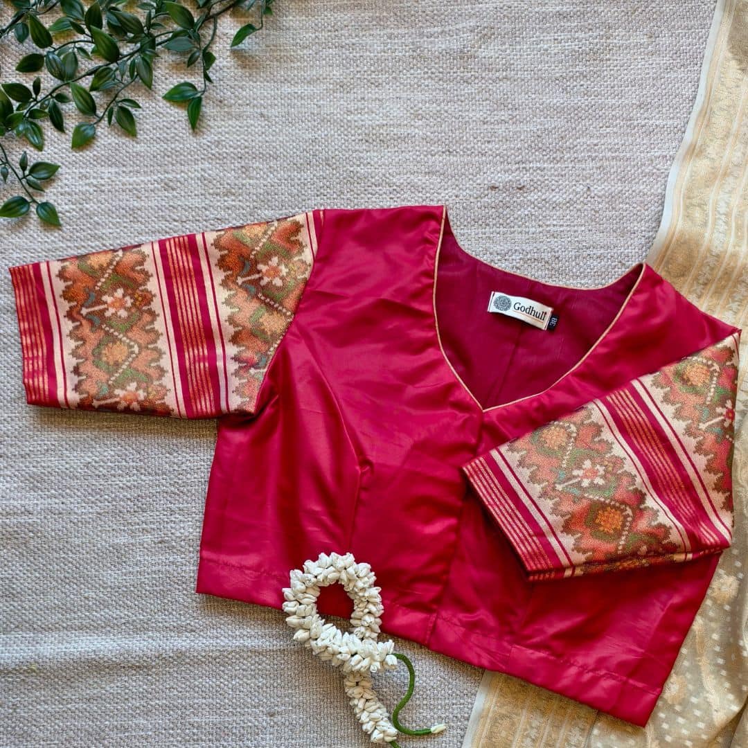 Cherry Red Patola Sleeves Blouse