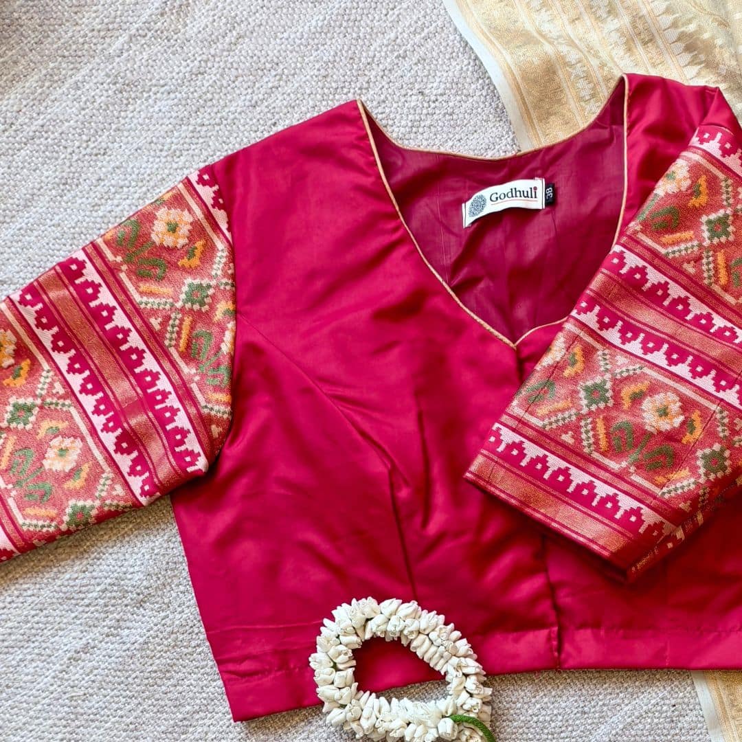 Cherry Red Patola Sleeves Blouse