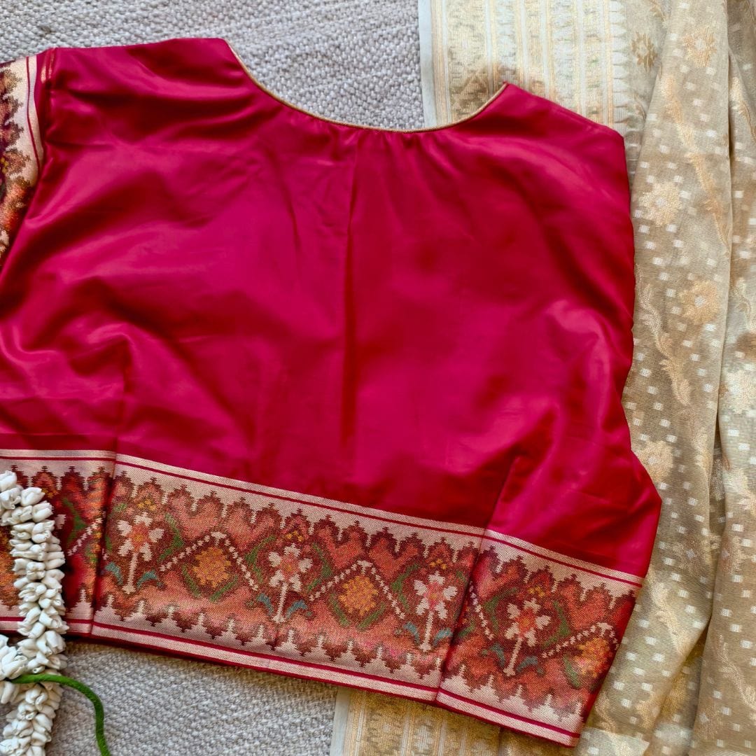Cherry Red Patola Sleeves Blouse