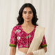 Cherry Red Patola print Dola Silk Readymade Blouse | Godhuli