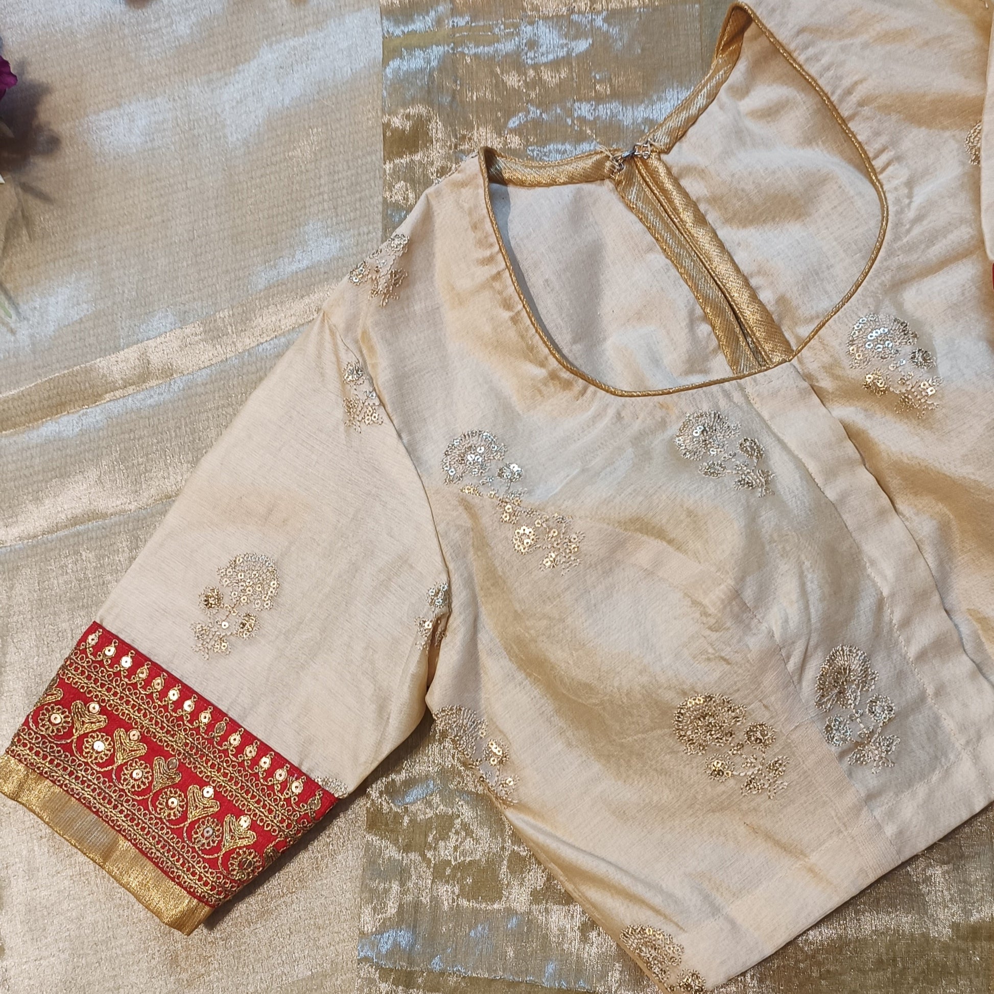  Cream Chanderi Zari Work Blouse