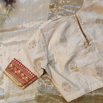  Cream Chanderi Zari Work Blouse 