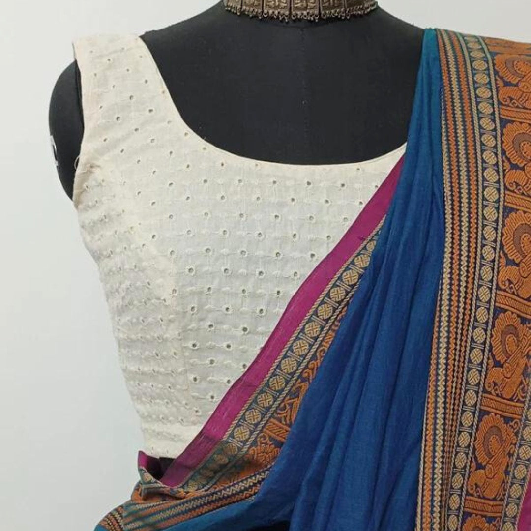 Cut-work Embroidered Sleeveless Readymade Blouse