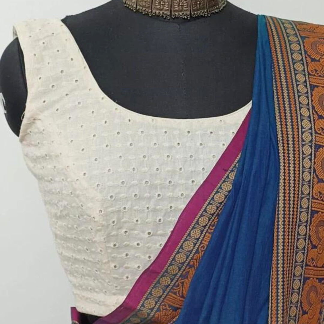 Cut-work Embroidered Sleeveless Readymade Blouse