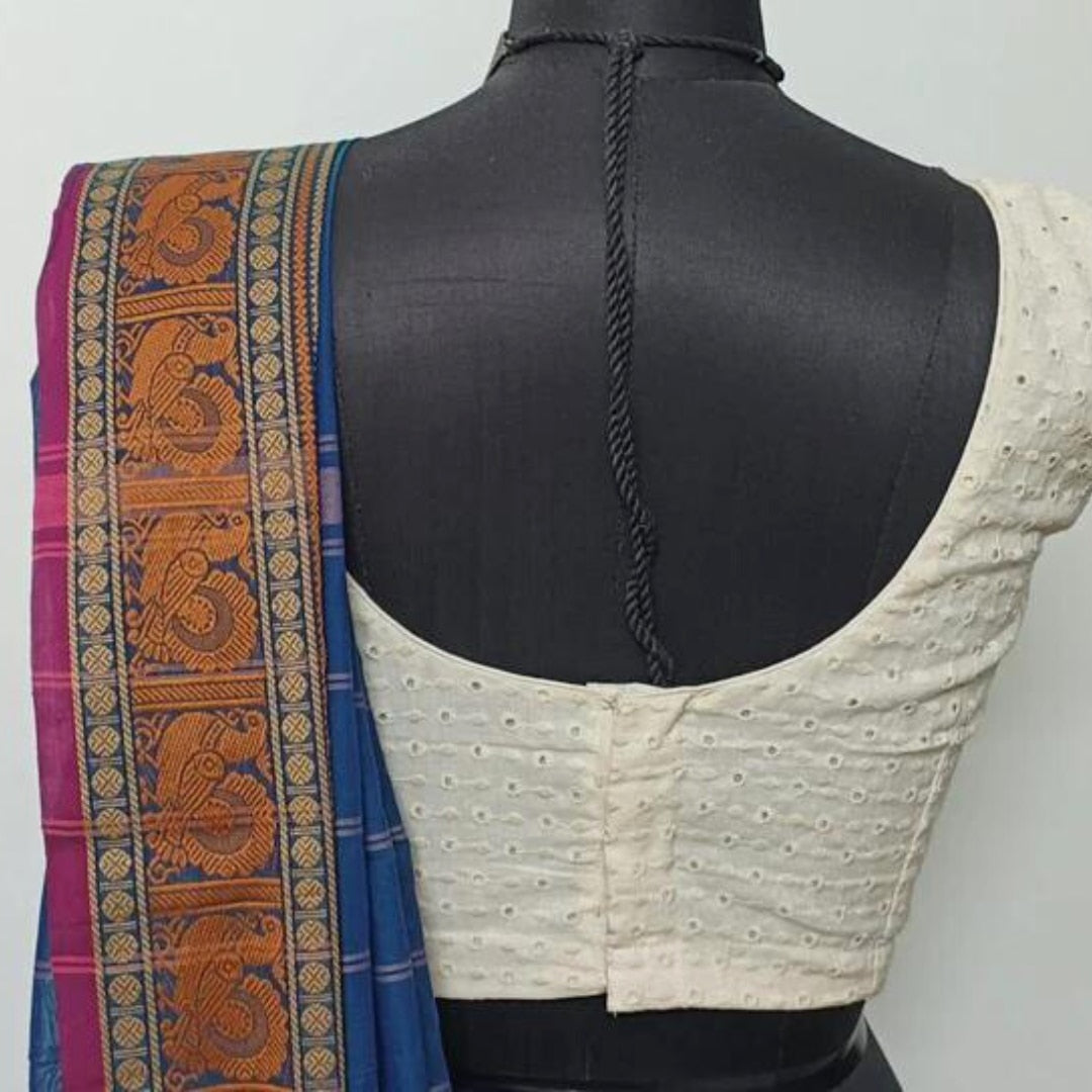 Cut-work Embroidered Sleeveless Readymade Blouse