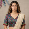 Dark Blue Gaji Silk Patola Readymade Blouse | Godhuli