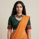 Dark Green Bandhani Readymade Blouse with Mirror Work | Godhuli