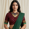 Dark Maroon Bandhani Readymade Blouse with Mirror Work | Godhuli