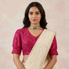 Fuschia Mirrorwork Readymade Blouse with Puff Sleeves | Godhuli