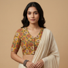 Buy Mustard Yellow Floral Printed Cotton Blouse | Godhuli