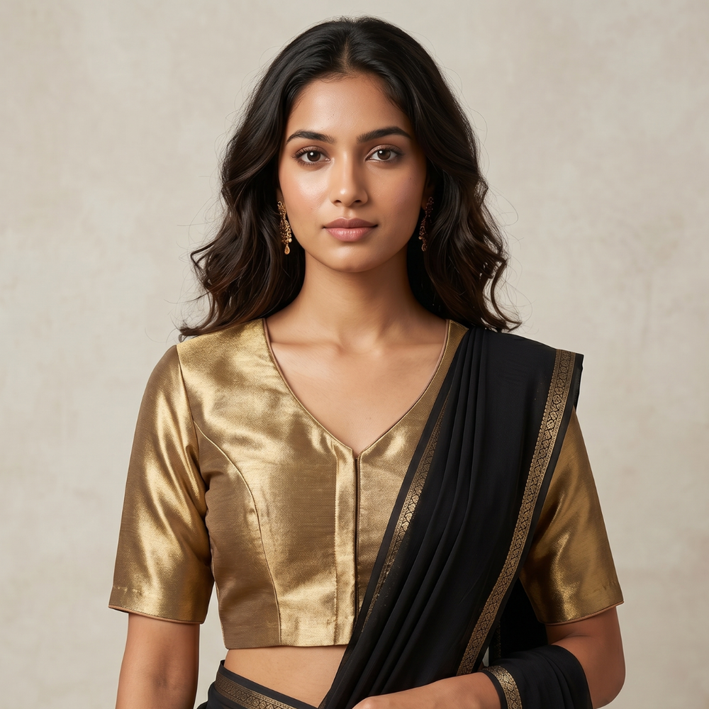 Copper Golden Brocade Readymade Blouse | Godhuli