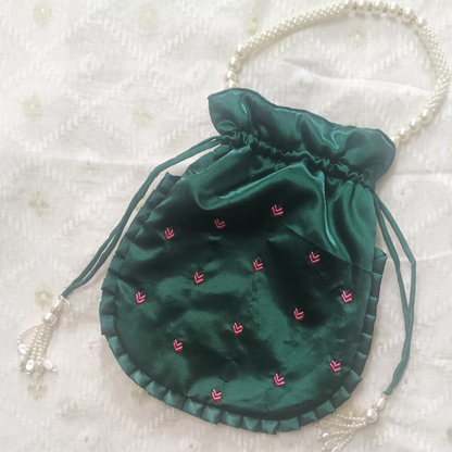 Green Colour Shreenathji Potli Bag