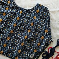 Grey Abstract Kalamkari Readymade Blouse | Godhuli