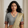 Grey Narayanpet Border Readymade Blouse | Godhuli