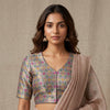 Grey Patola Motif Banarasi Brocade Readymade Blouse | Godhuli