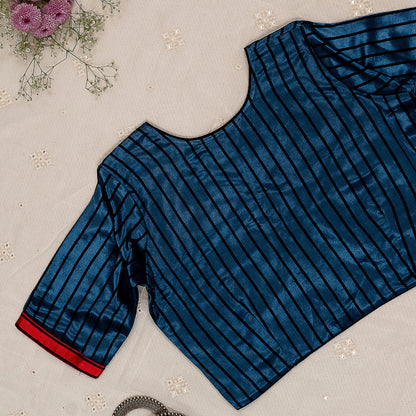 Greyish Blue Maroon Gaji Silk Choli Pattern Blouse