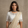 Handcrafted Ivory Mirror Work Readymade Blouse | Godhuli