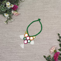 Buy Handcrafted Mirrorwork Dark Green Dori Neckpiece | Godhuli