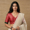Hot Pink Gaji Silk Stripes Readymade Blouse | Godhuli