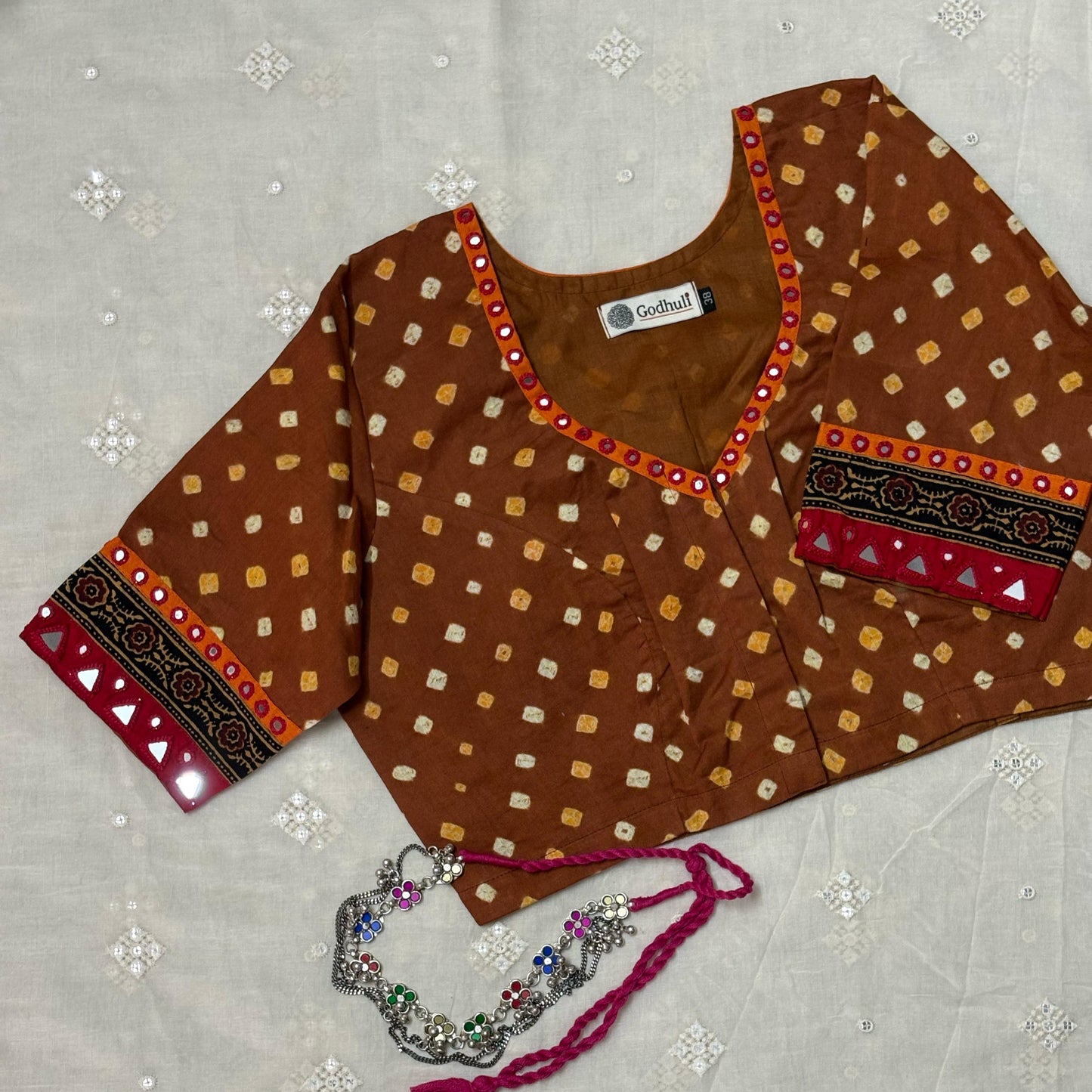 Buy Brown Bandhani Blouse | Godhuli