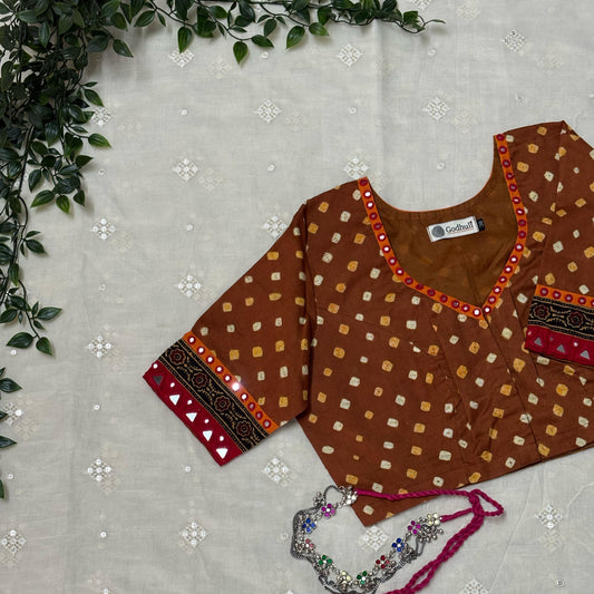 Buy Brown Bandhani Blouse | Godhuli