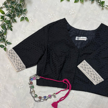 Buy Black Cut Work Embroidered Blouse | Godhuli