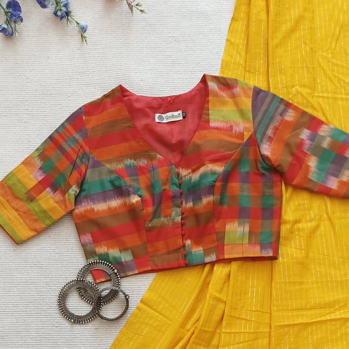 Multicolour Abstract Design Pochampally Ikat Blouse