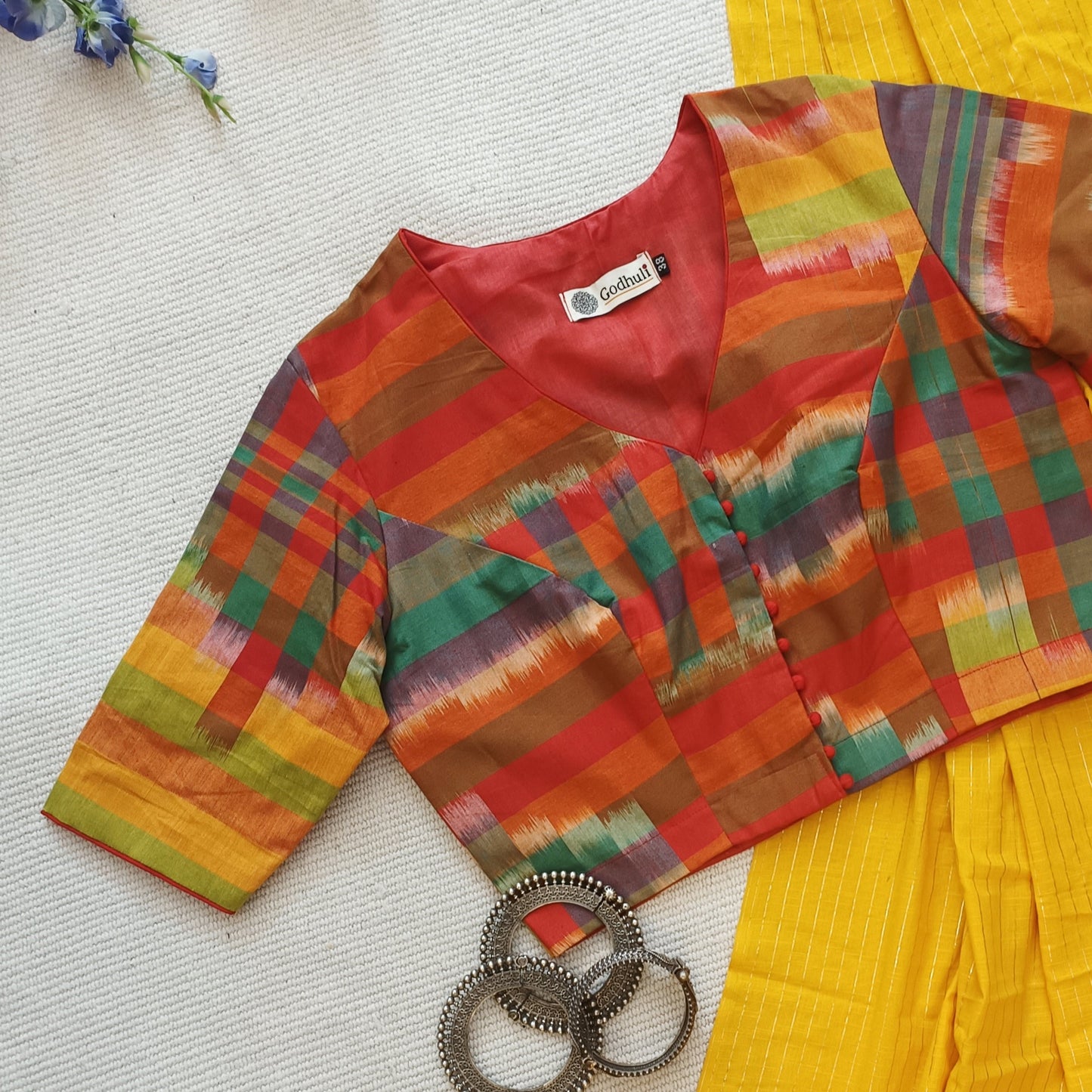 Multicolour Abstract Design Pochampally Ikat Blouse