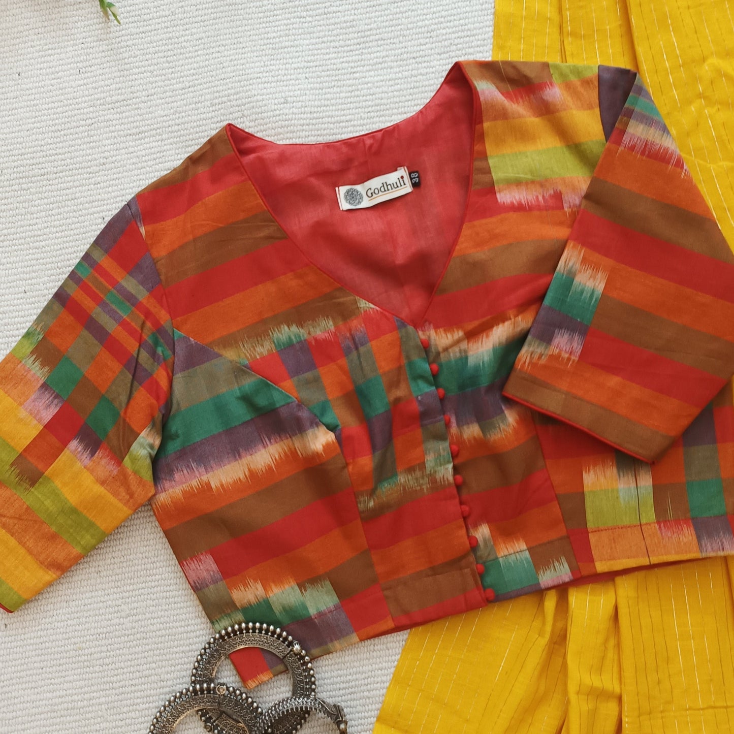 Multicolour Abstract Design Pochampally Ikat Blouse