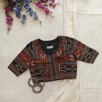 Buy Black Maroon Ikat Blouse | Godhuli