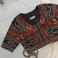 Buy Black Maroon Ikat Blouse | Godhuli