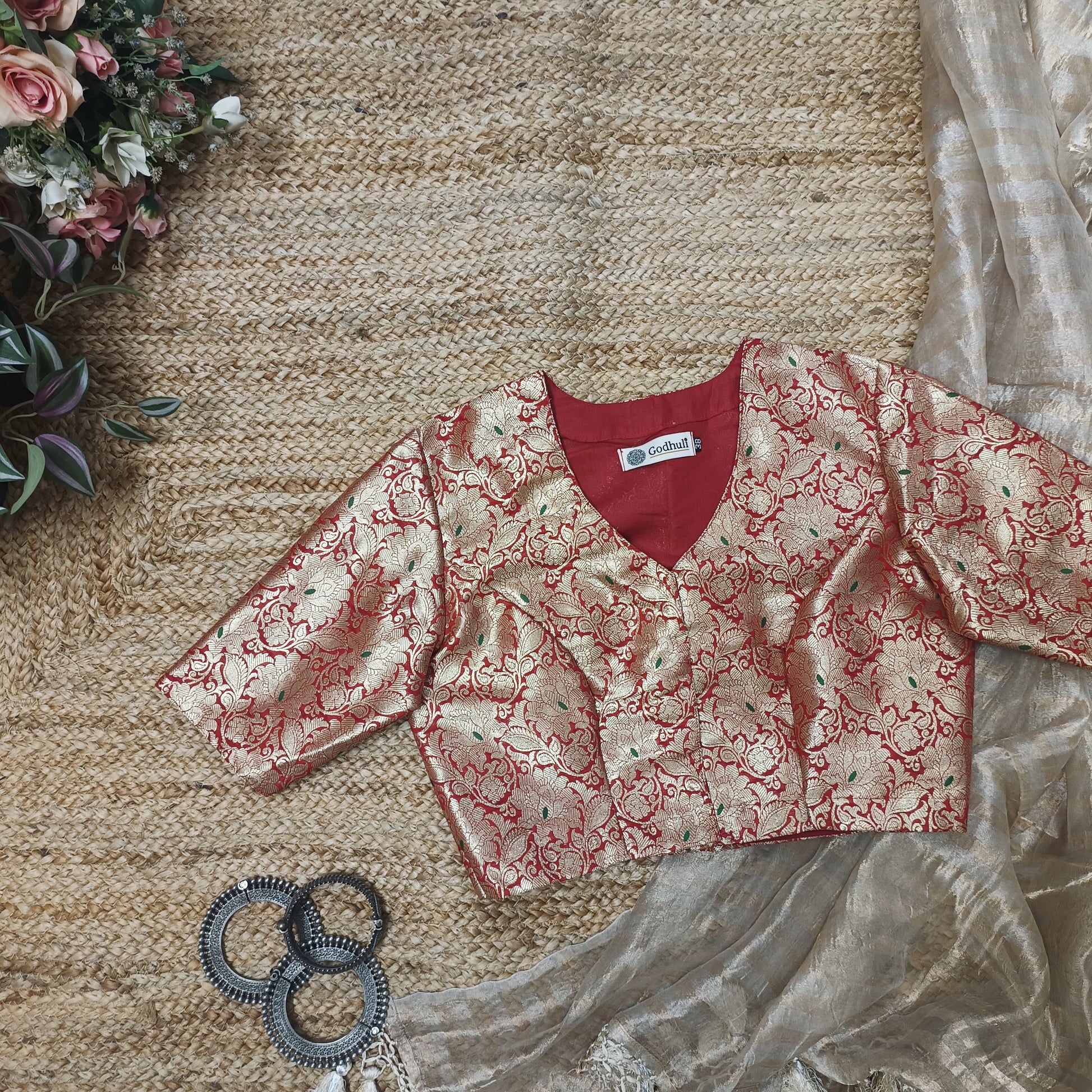 Red Banarasi Brocade Blouse