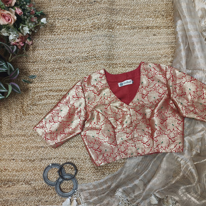 Red Banarasi Brocade Blouse