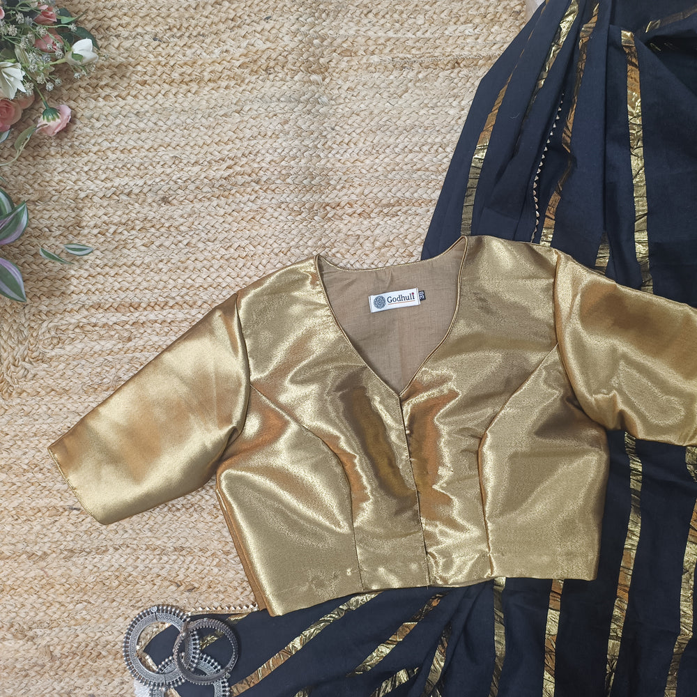 Copper Golden Brocade Readymade Blouse | Godhuli