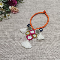 Buy Handcrafted Mirrorwork Orange Dori Neckpiece | Godhuli