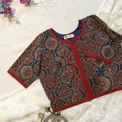 Buy Indigo Ajrakh Kurti Blouse | Godhuli