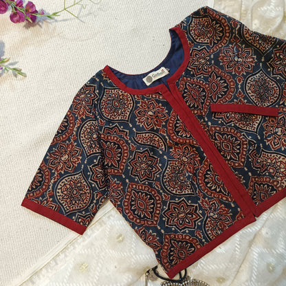 Buy Indigo Ajrakh Kurti Blouse | Godhuli