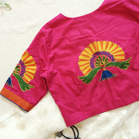Rani Readymade Blouse with Peacock Aari Design Embroidery | Godhuli
