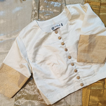 Buy Ivory Chanderi Cotton Silk Blouse | Godhuli