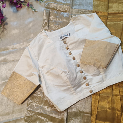 Buy Ivory Chanderi Cotton Silk Blouse | Godhuli