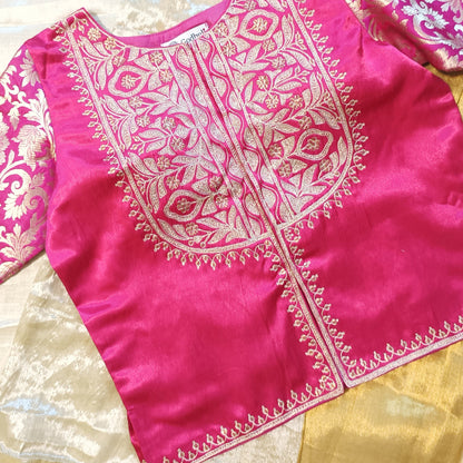 Buy Rani Gaji Silk Aari Work Blouse | Godhuli