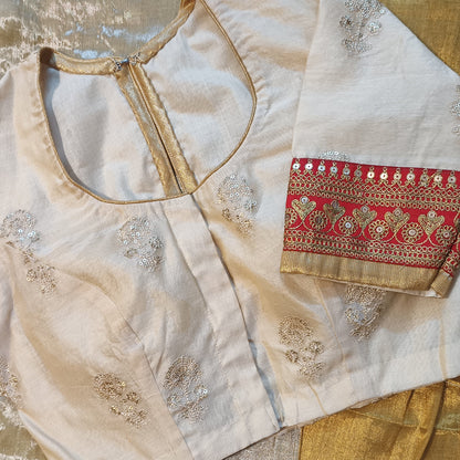 Buy Cream Chanderi Zari Work Blouse | Godhuli