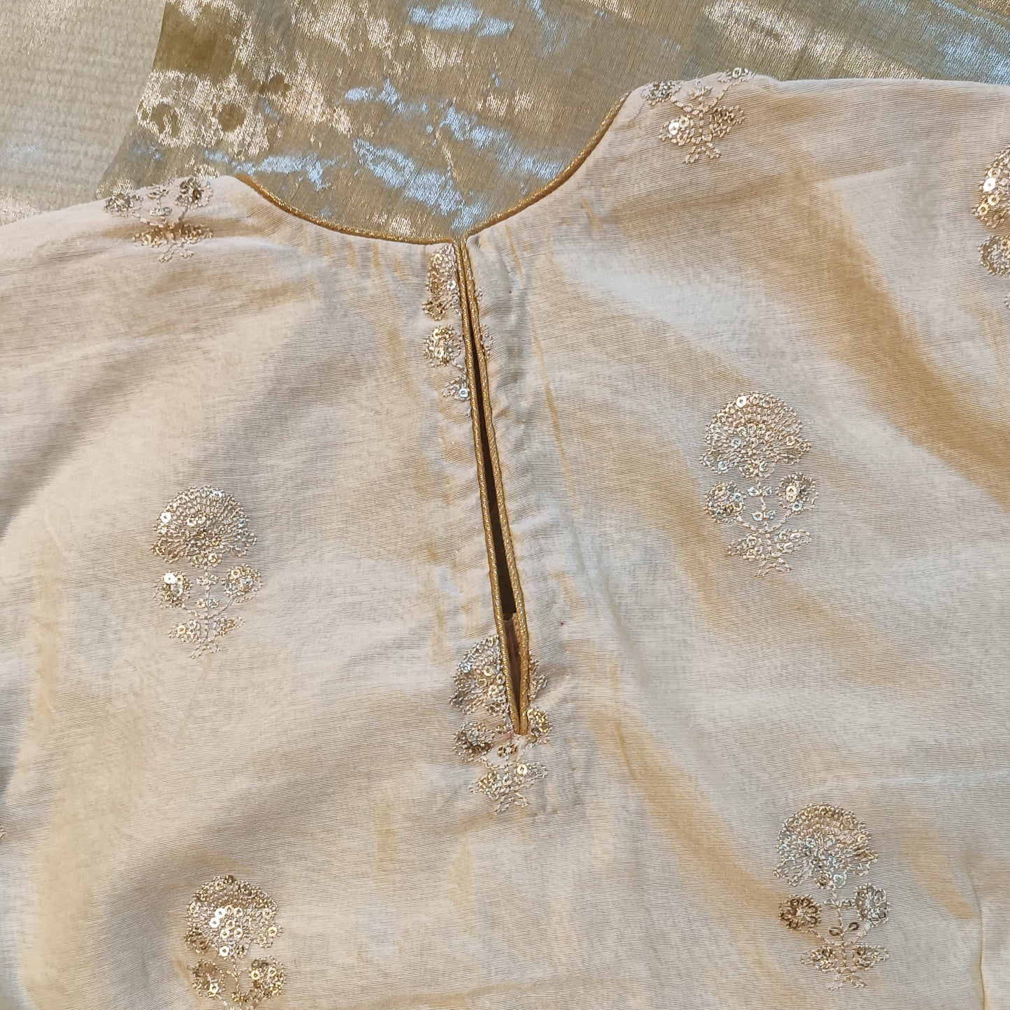 Buy Cream Chanderi Zari Work Blouse | Godhuli