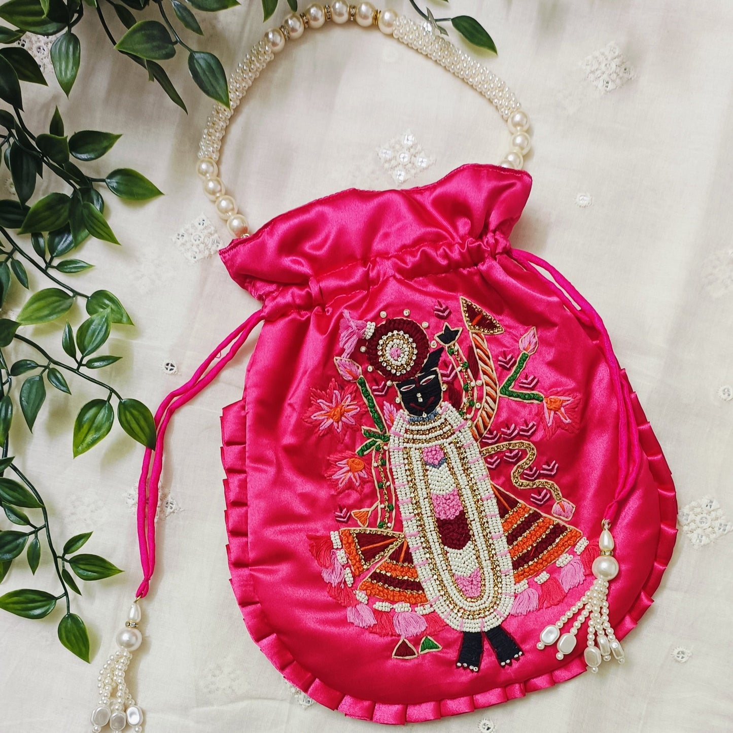 Buy Rani Colour Shreenathji Potli Bag | Godhuli