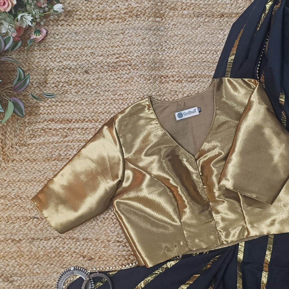 Copper Golden Brocade Readymade Blouse | Godhuli