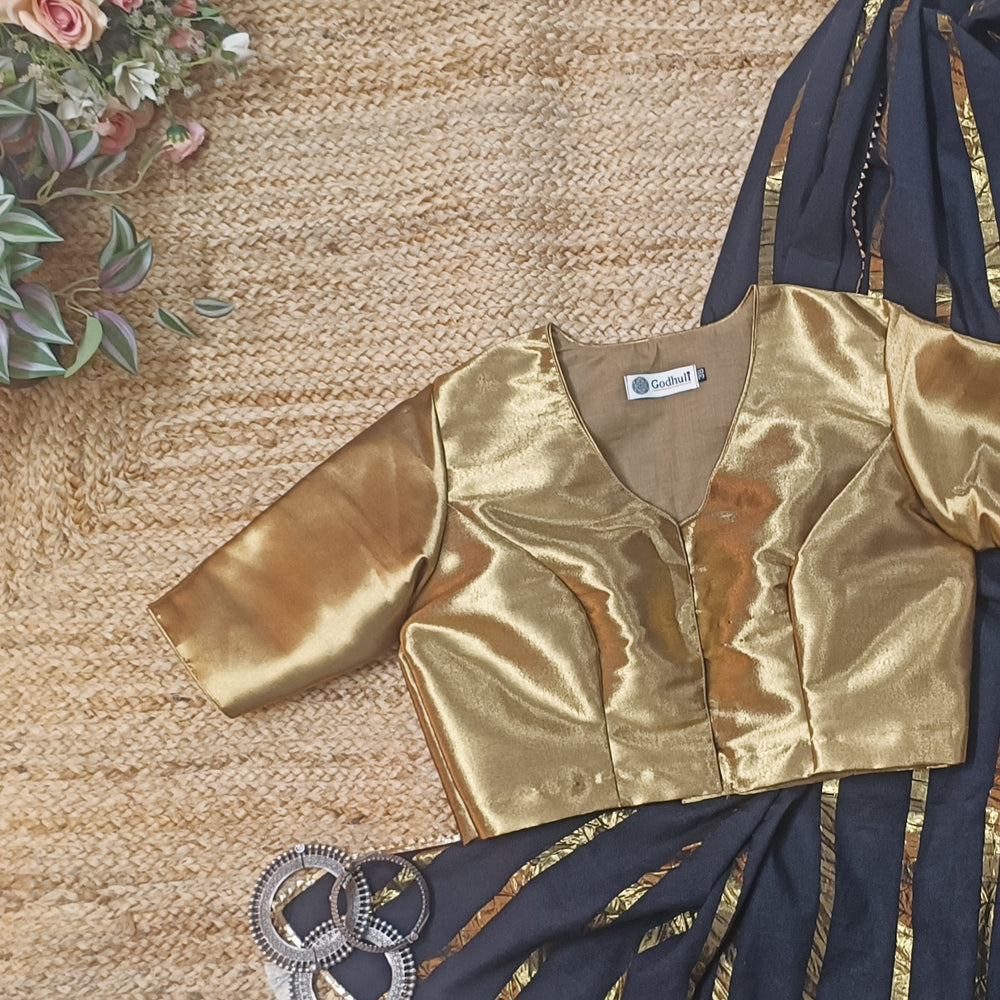 Copper Golden Brocade Readymade Blouse | Godhuli