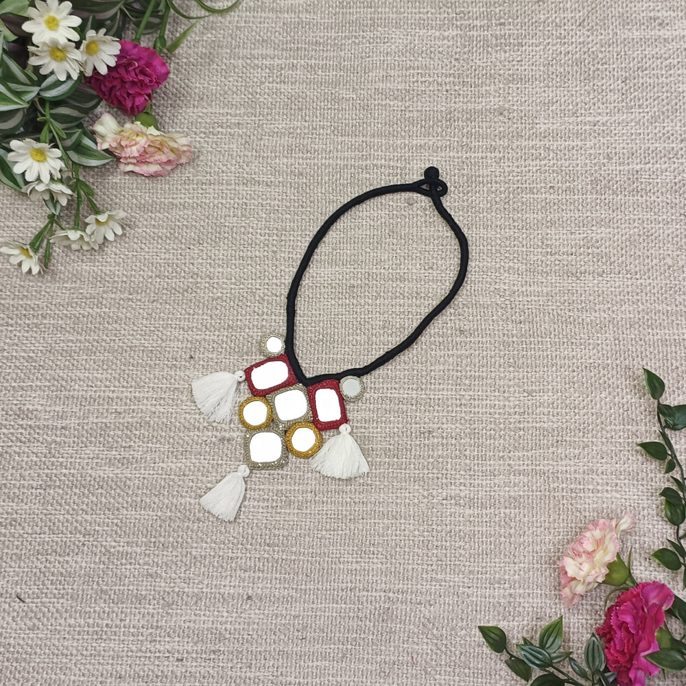 Buy Handcrafted Mirrorwork Black Dori Neckpiece | Godhuli